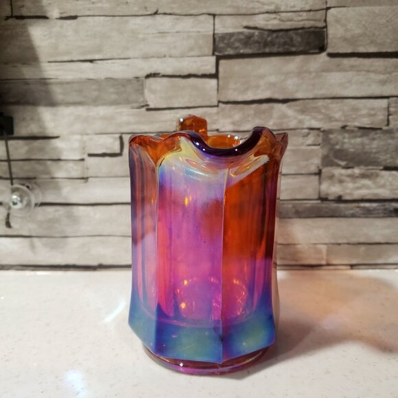 Vintage Red Carnival Glass Pitcher Creamer Lusterware Iridescent MCM - Picture 2 of 6